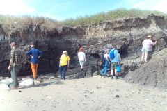 A picture of the Rockwatcher’s examining the deposits of Skipsea Withow Mere.