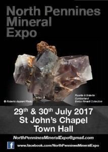 North Pennines Mineral Expo - Saturday 29-Sunday 30 July 2017
