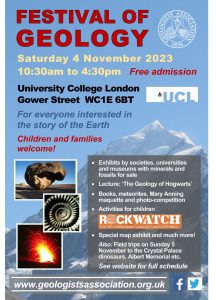 FESTIVAL OF GEOLOGY - Saturday 4 November 2023