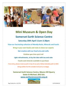 Somerset Earth Science Centre open day
Saturday 20th April 11am-3.30pm
