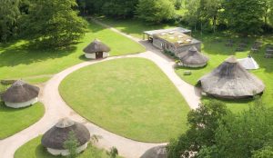 Celtic Harmony Camp - aerial view of Roundhouses